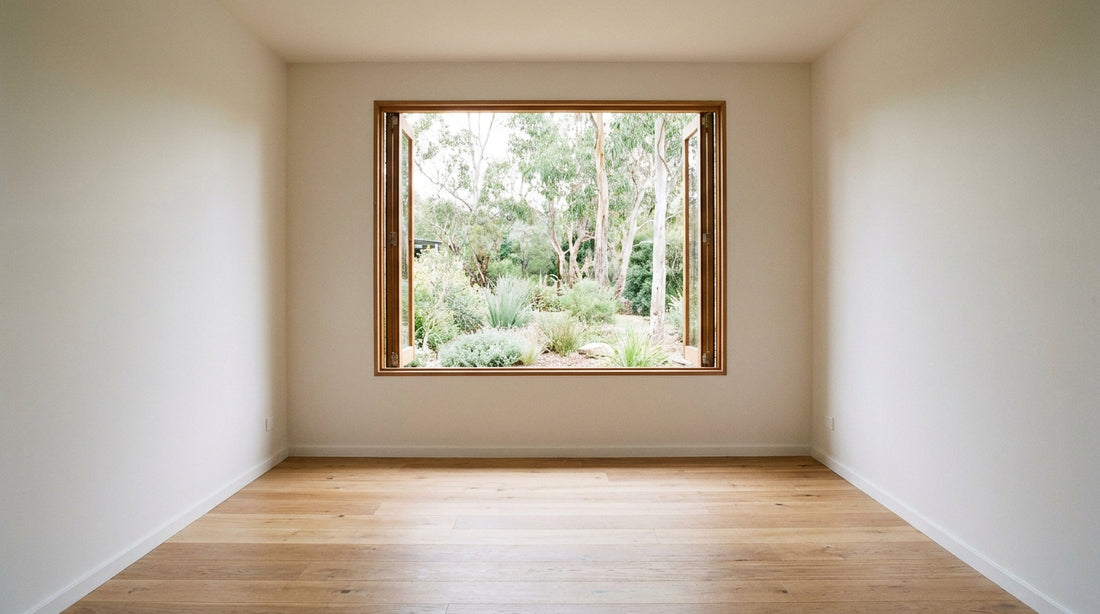 A clean, bright, uncluttered contemporary Australian room in natural light