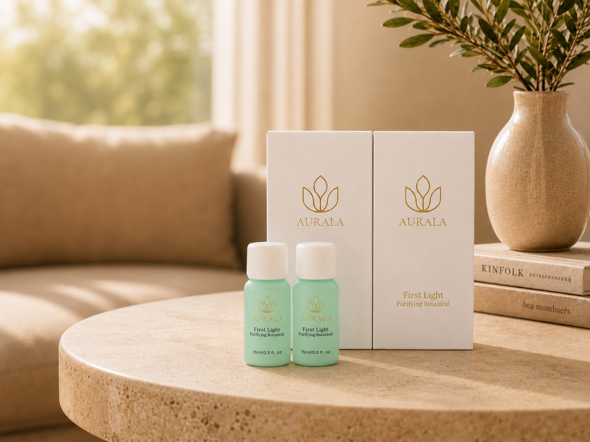 First Light two-bottle pack, airborne mould defence essential oil blend