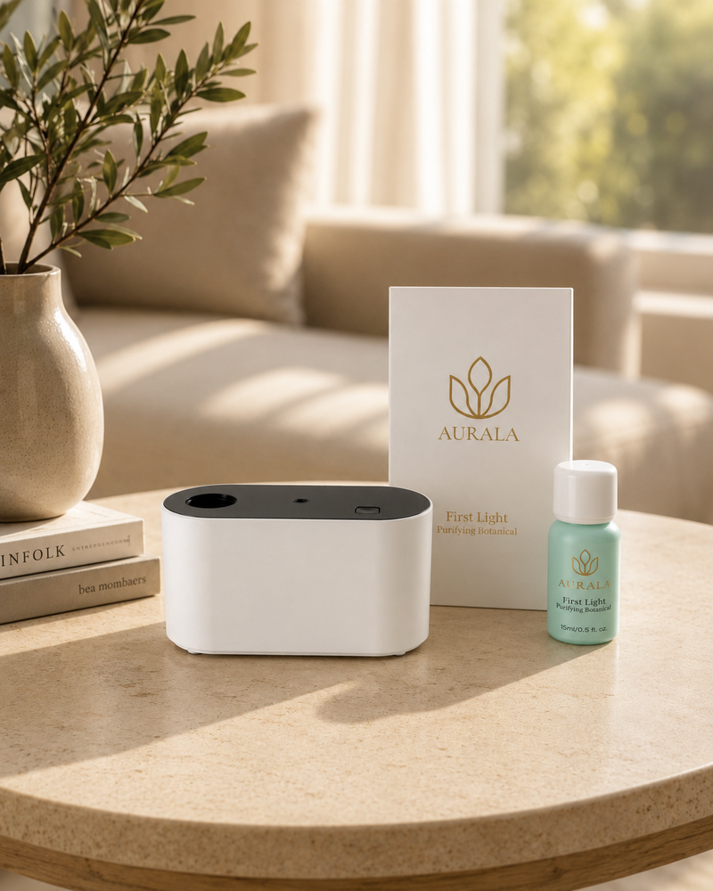 Aurala Protection Kit: waterless USB diffuser with First Light mould defence oil